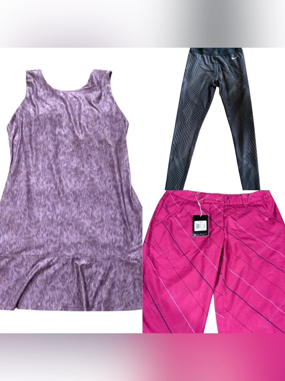 Nike and Etonic Golf Women’s Activewear Bundle Size 6 Medium Dri Fit Pink Purple